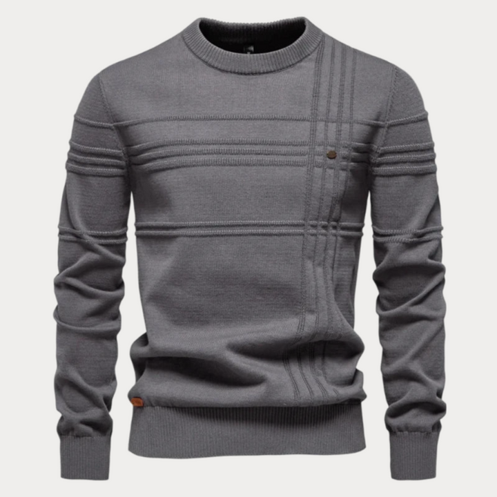Patterned Crew Neck Sweater Men's Knit Pullover