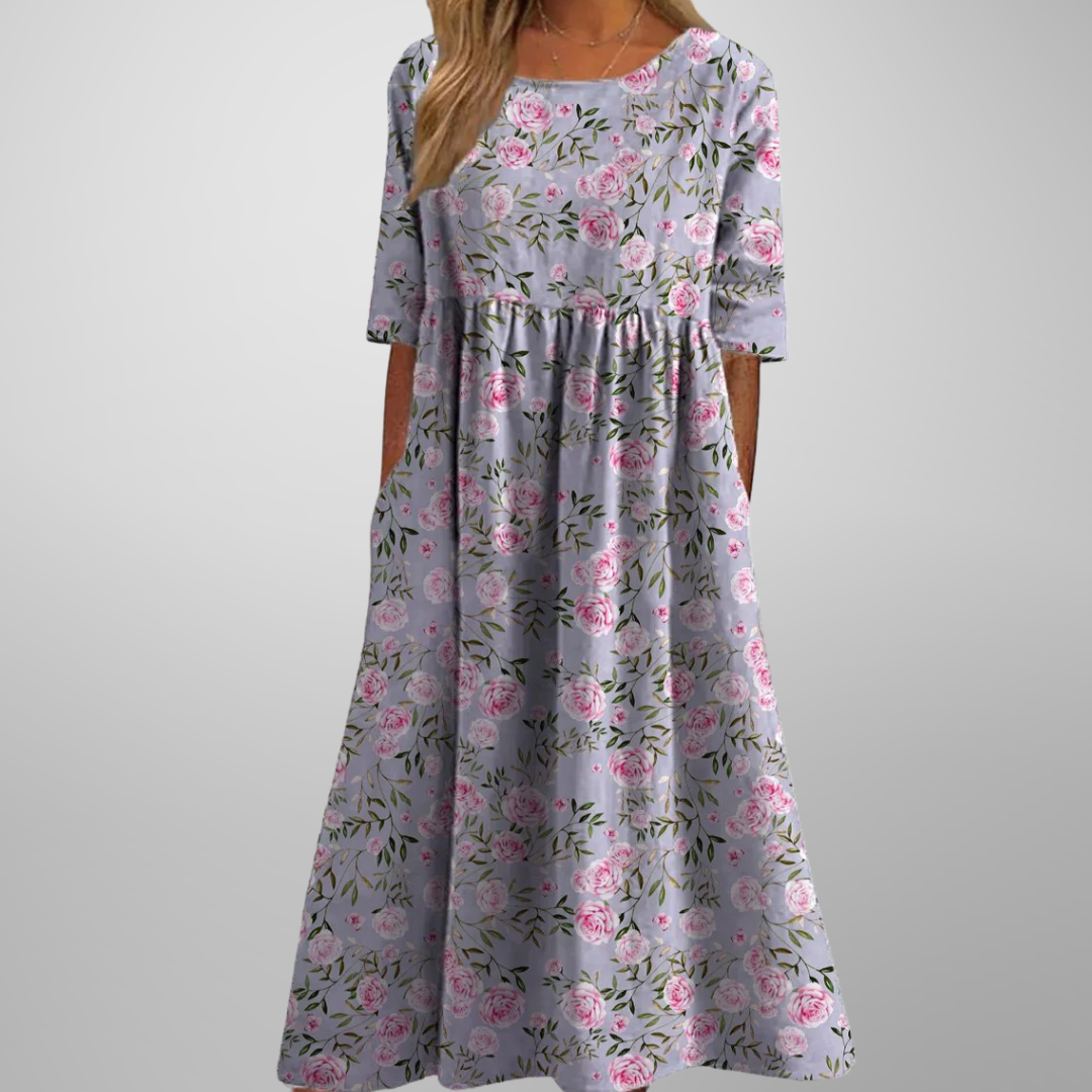Elegant Relaxed Women's Floral Midi Dress