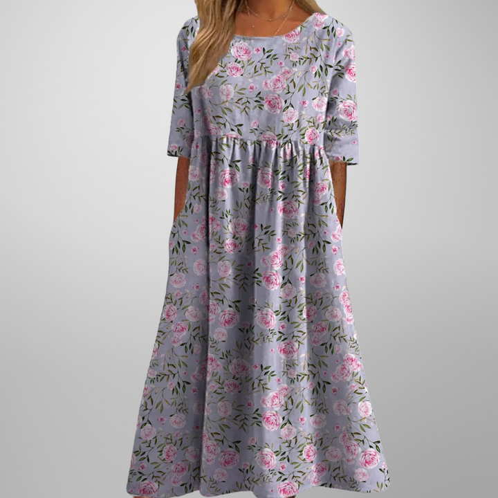 Elegant Relaxed Women's Floral Midi Dress