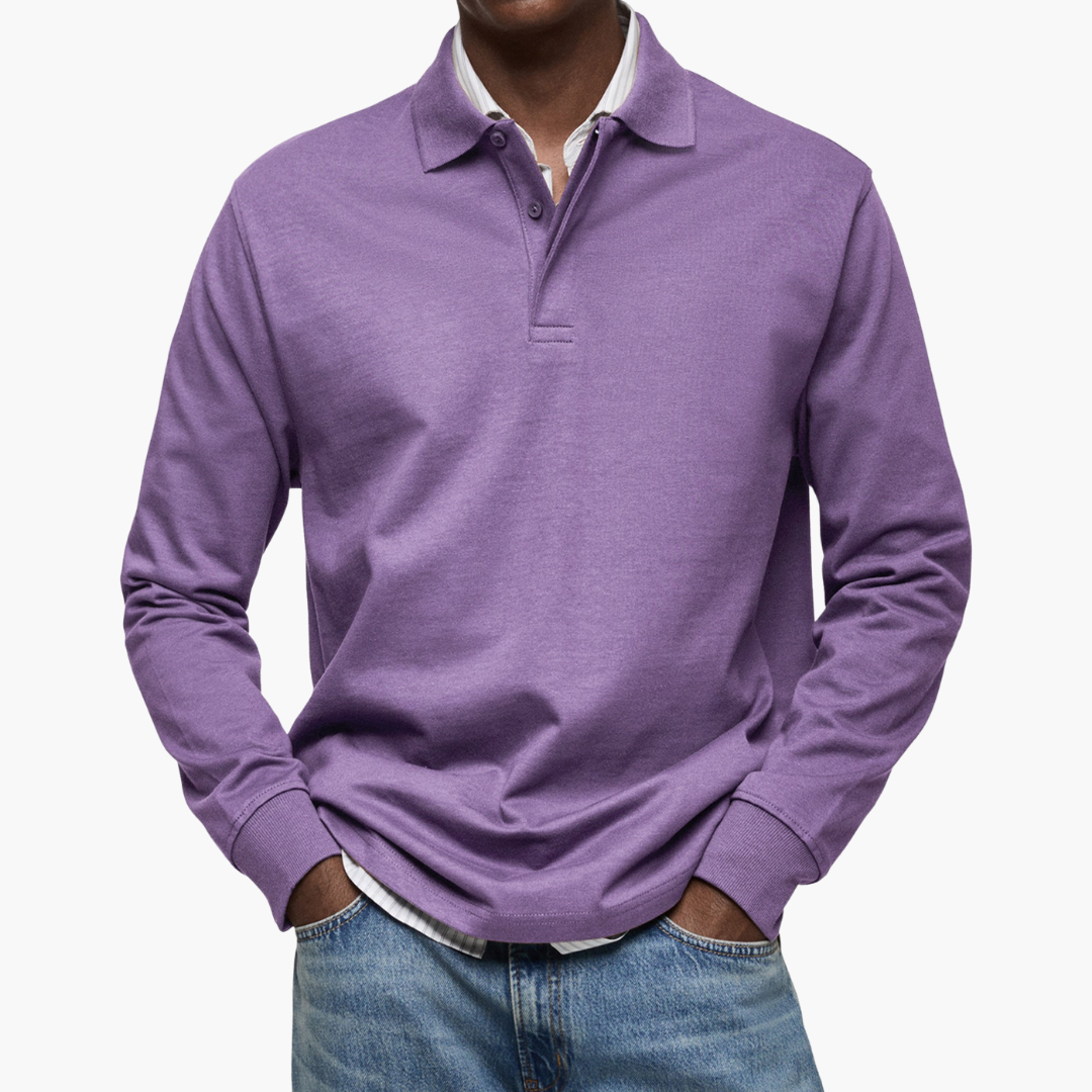 Elegant Men's Long Sleeve Casual Polo Shirt