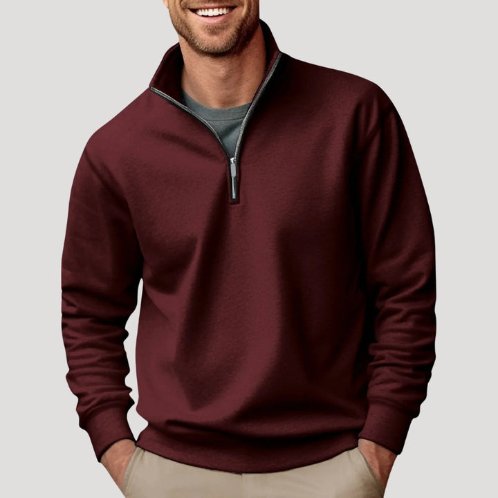 Lightweight Men's Cotton Half-Zip Sweatshirt - Breathable and Versatile