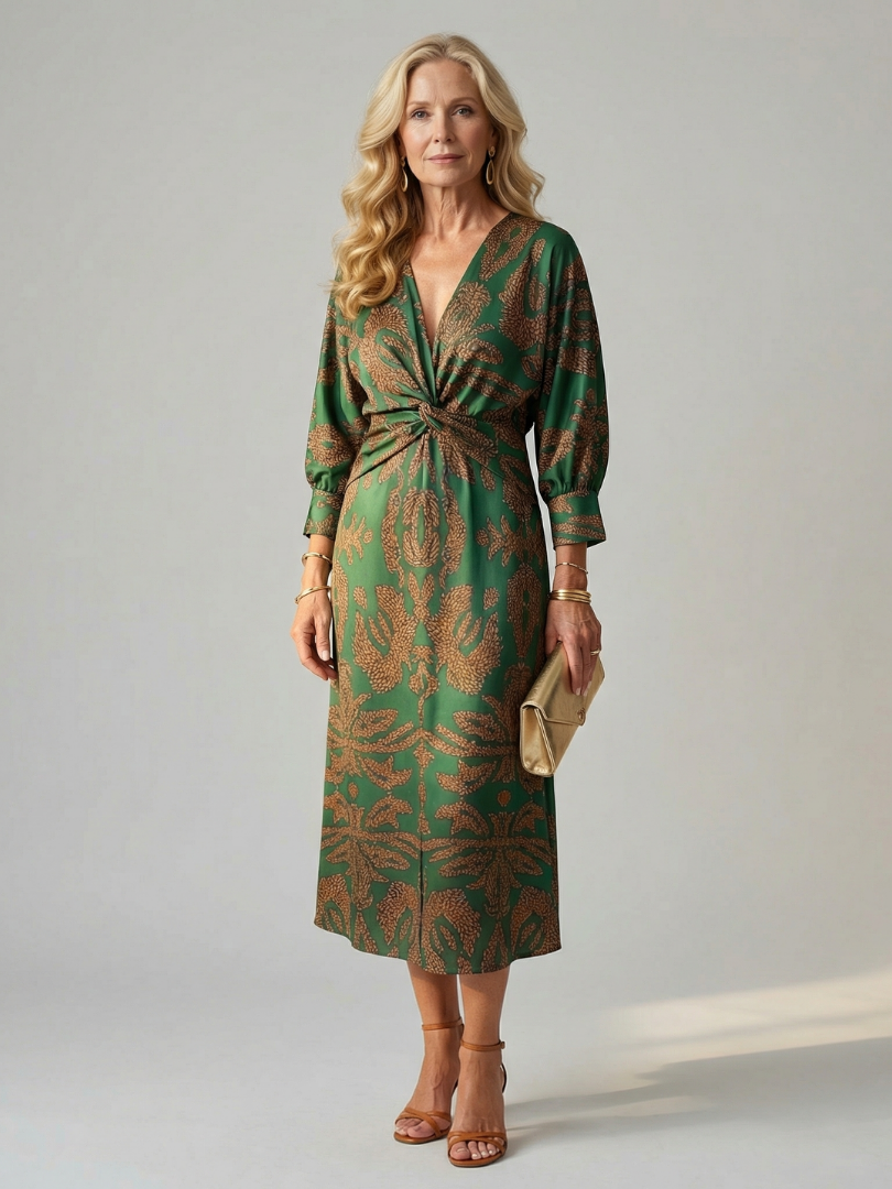 Elegant Lightweight Women's Wrap Midi Dress