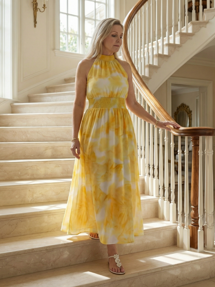 Elegant Lightweight Women's Halter Midi Dress
