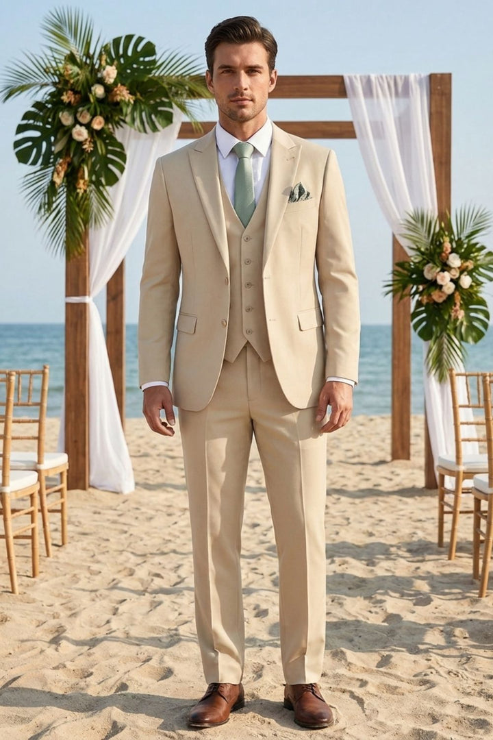 Elegant Slim-Fit Men's Three-Piece Suit