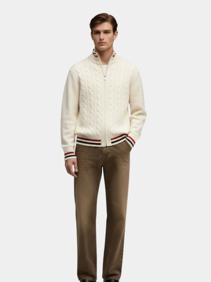 Men's Half-Zip Turtleneck Pullover - Elegant Half-Zip Sweater