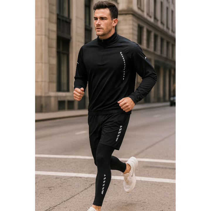4-Piece Men's Workout Set with Compression Layer - Lightweight and Breathable