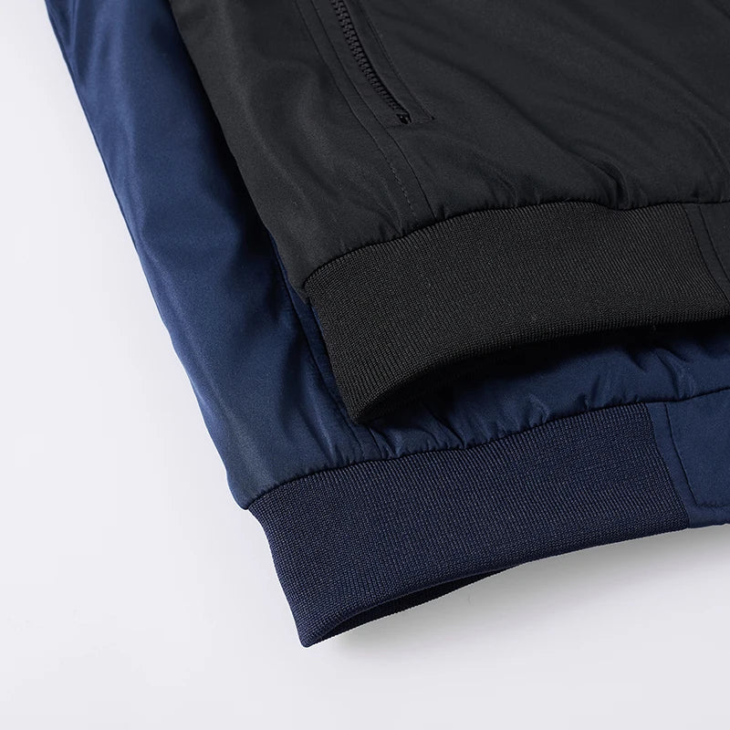 Men's Warm Fleece Winter Jacket - Lined Stand Collar Jacket with Zipper