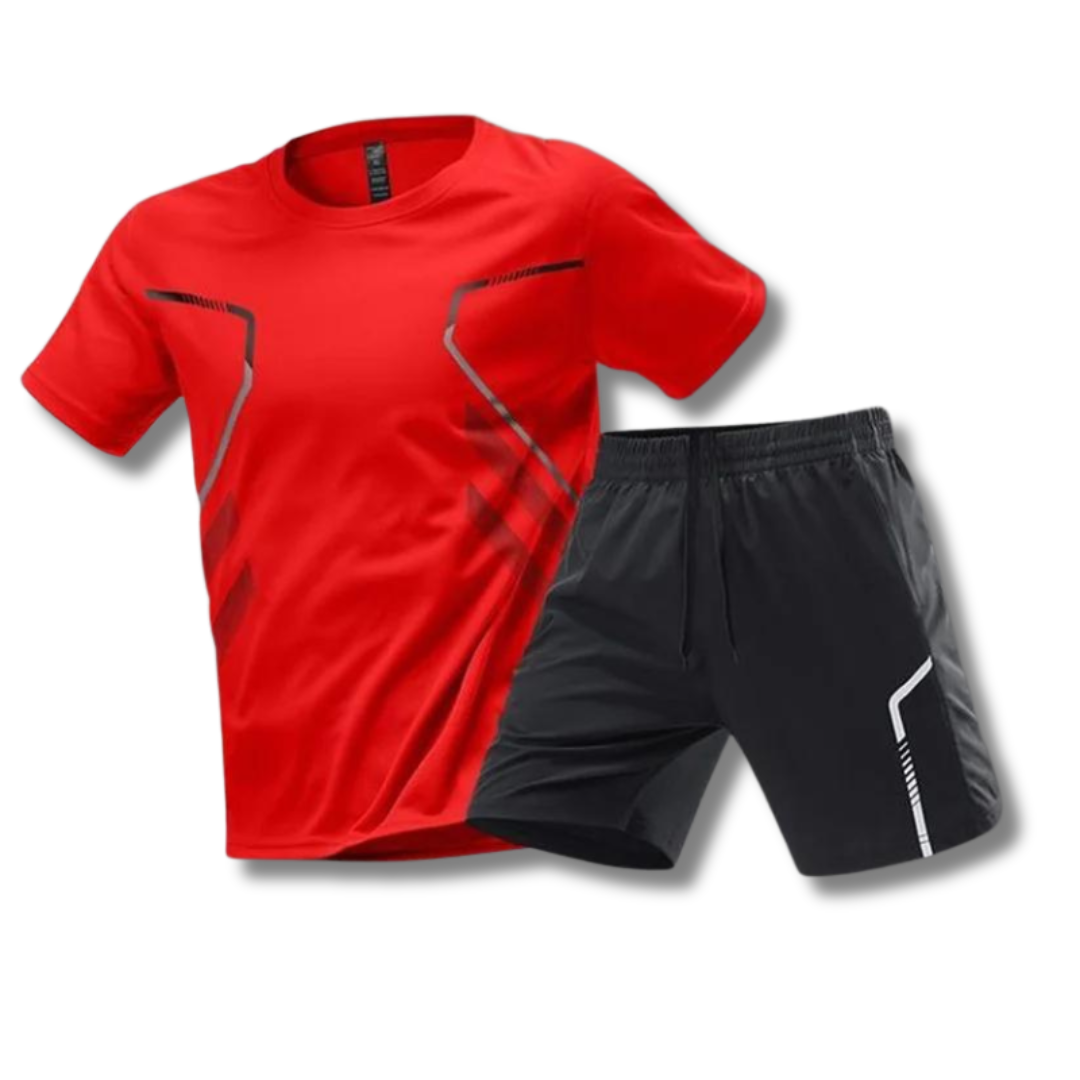 Men's Breathable Athletic Set - T-Shirt and Shorts for Training and Fitness