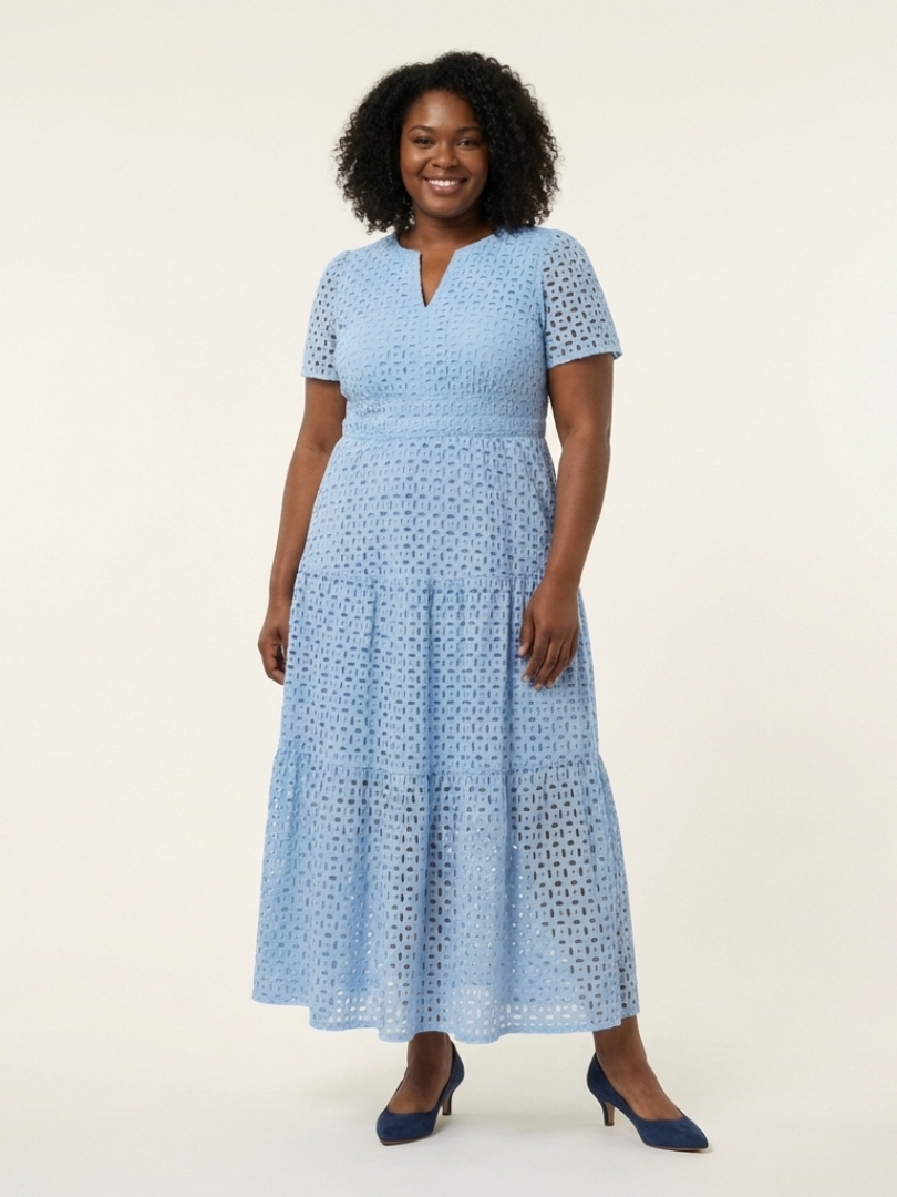 Lightweight Elegant Women's V-Neck Tiered Midi Dress