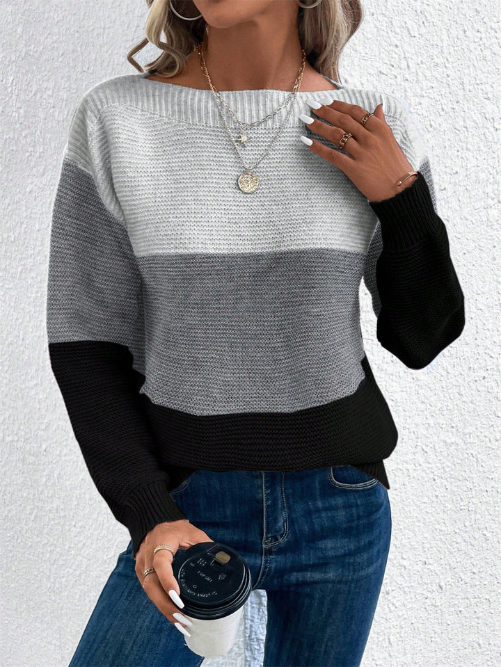 Color Block Knit Sweater for Women - Modern Comfort for Everyday Wear