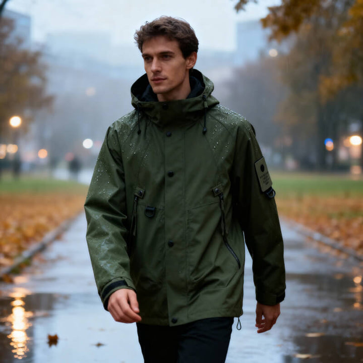 Waterproof Men's Tech Softshell Jacket with Adjustable Hood