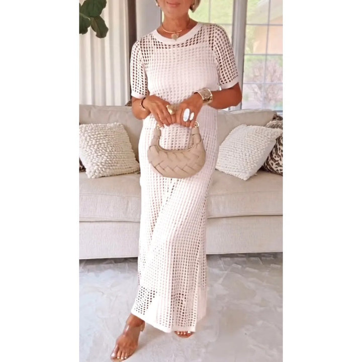 Elegant Layered Women's Cut-Out Maxi Dress with Free Inner Dress