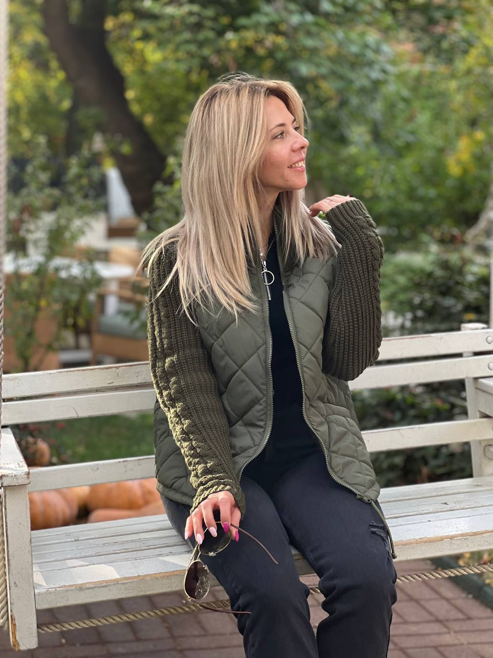 Women's Patchwork Knit Cardigan - Lightweight Winter Jacket