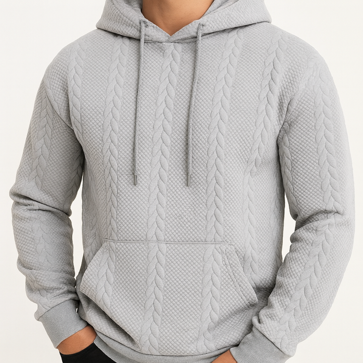 Men's Knit Hoodie Pullover - Soft Texture and Comfort for Everyday Wear