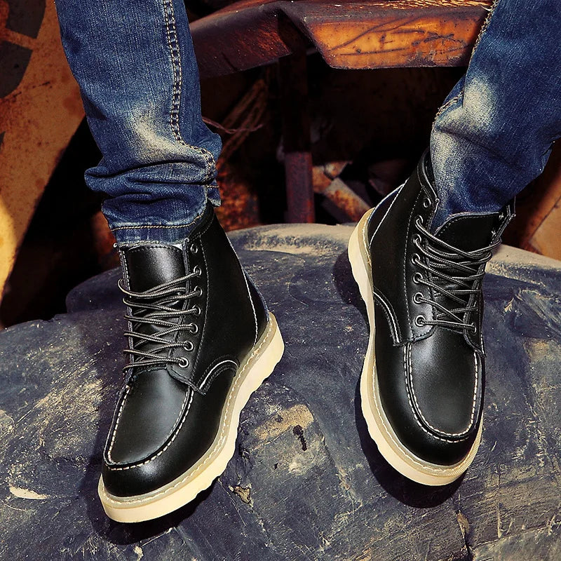 Men's Classic Retro Boots with Faux Fur Lining - Warm Winter Boots