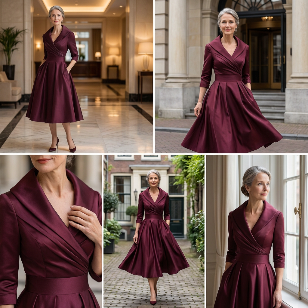 Women's Elegant Midi Dress with Subtle Shimmer