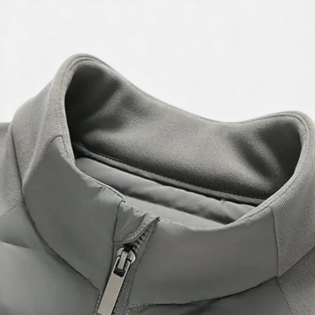 Quilted Warm Men's Down Jacket with Stand Collar