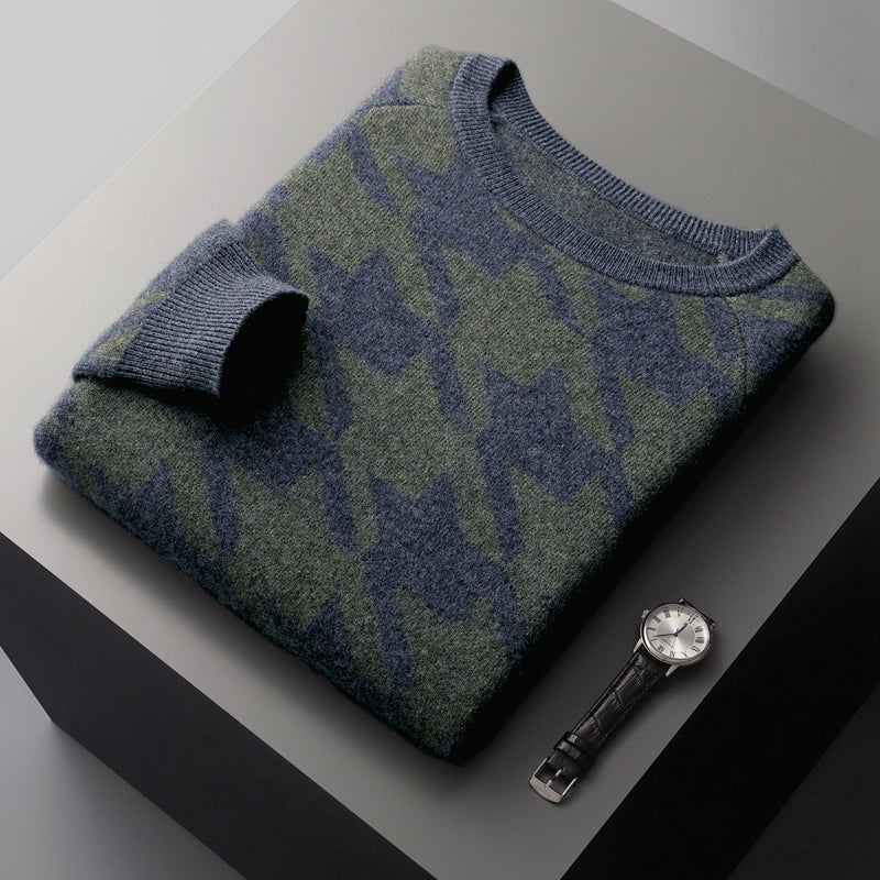 Elegant Houndstooth Men's Sweater