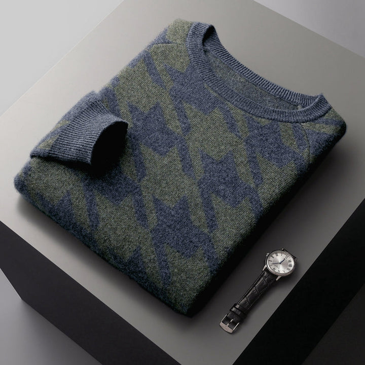 Elegant Houndstooth Men's Sweater