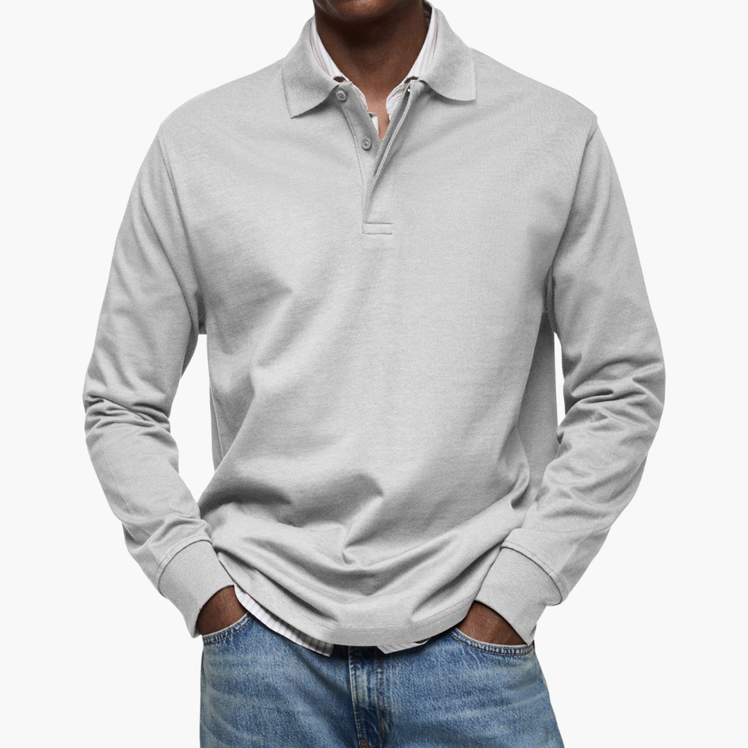 Elegant Men's Long Sleeve Casual Polo Shirt