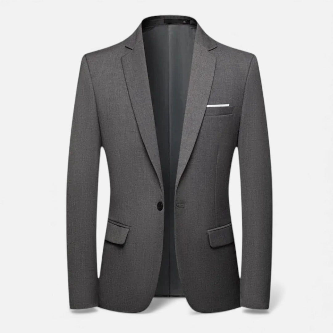 Elegant Single-Breasted Men's Blazer for Business and Formal Occasions