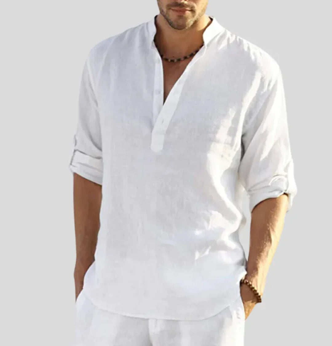 Elegant Men's Linen Shirt with Collar - Airy, Lightweight, and Versatile