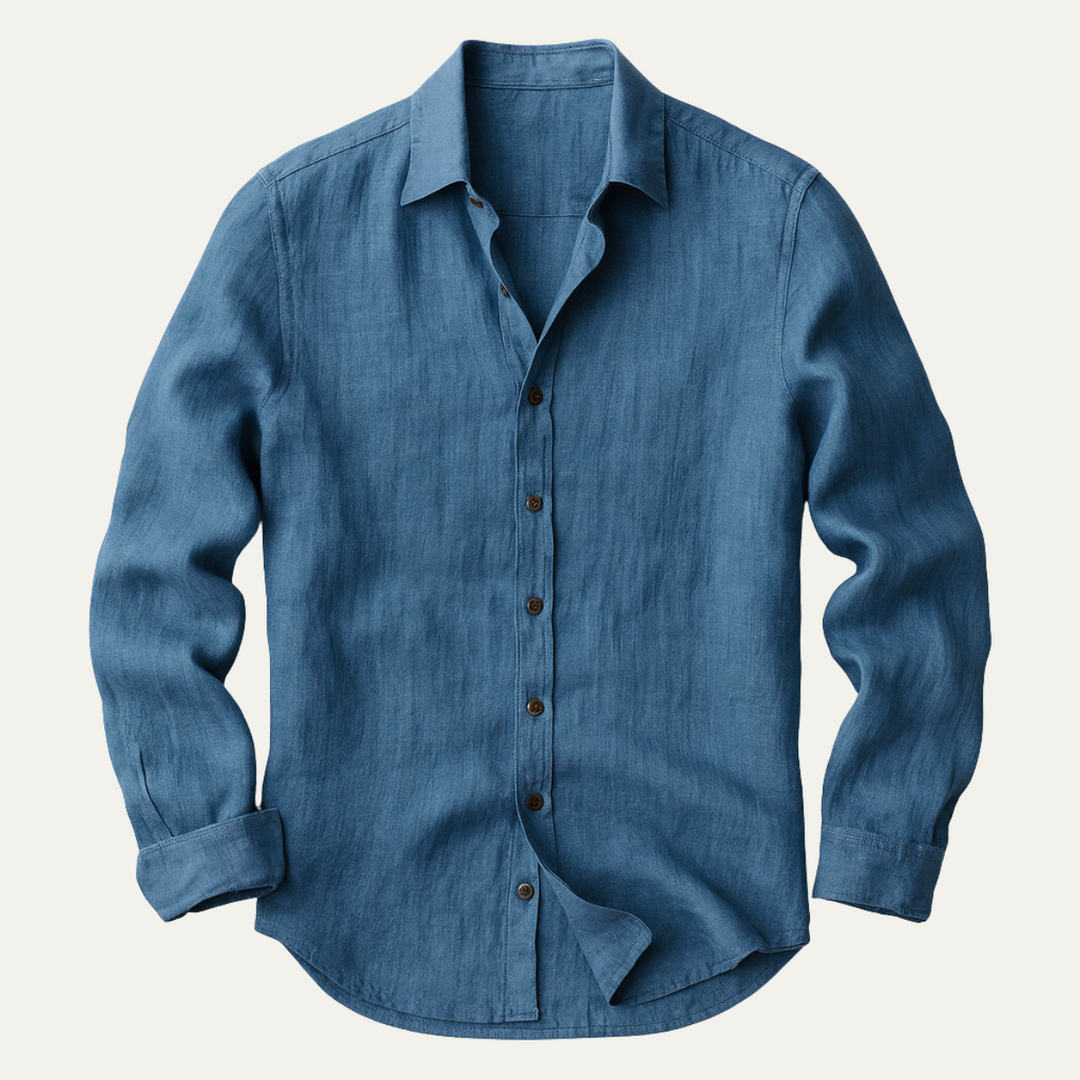 Classic Breathable Men's Long Sleeve Linen Shirt