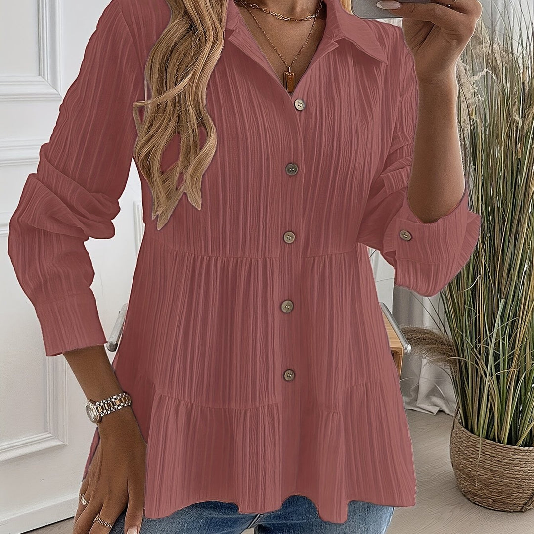 Flowy Women's Tunic Blouse with Button Front - Lightweight and Versatile