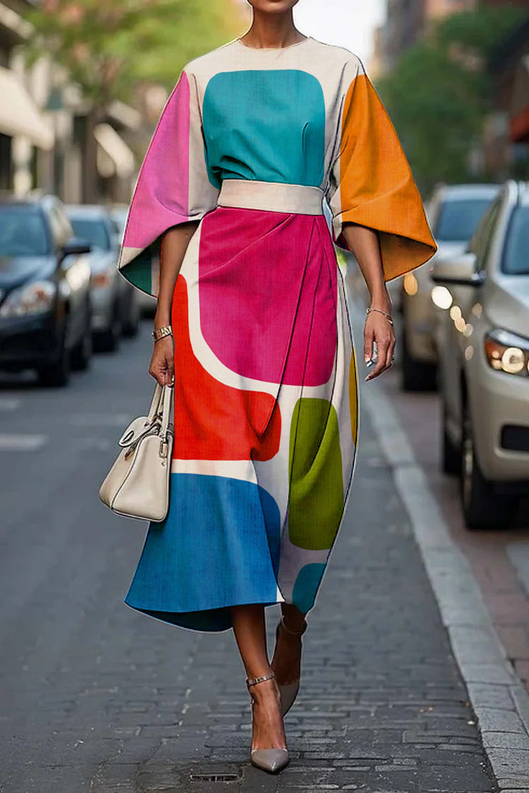 Elegant Round Neck Women Dress
