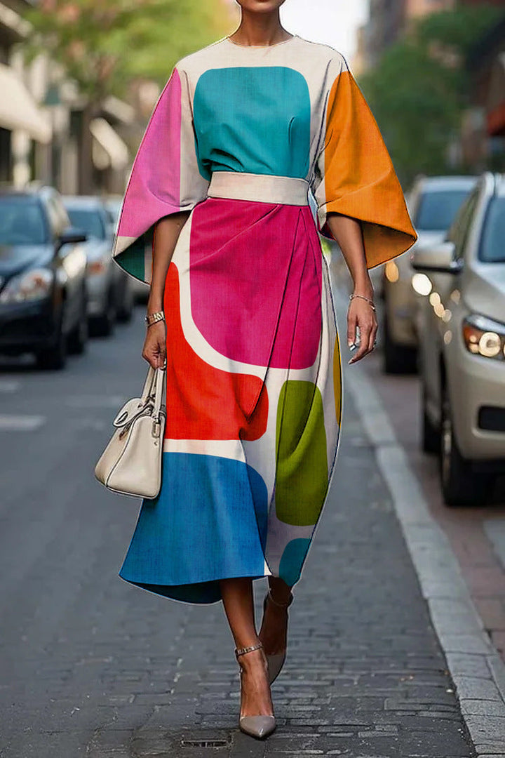 Elegant Round Neck Women Dress