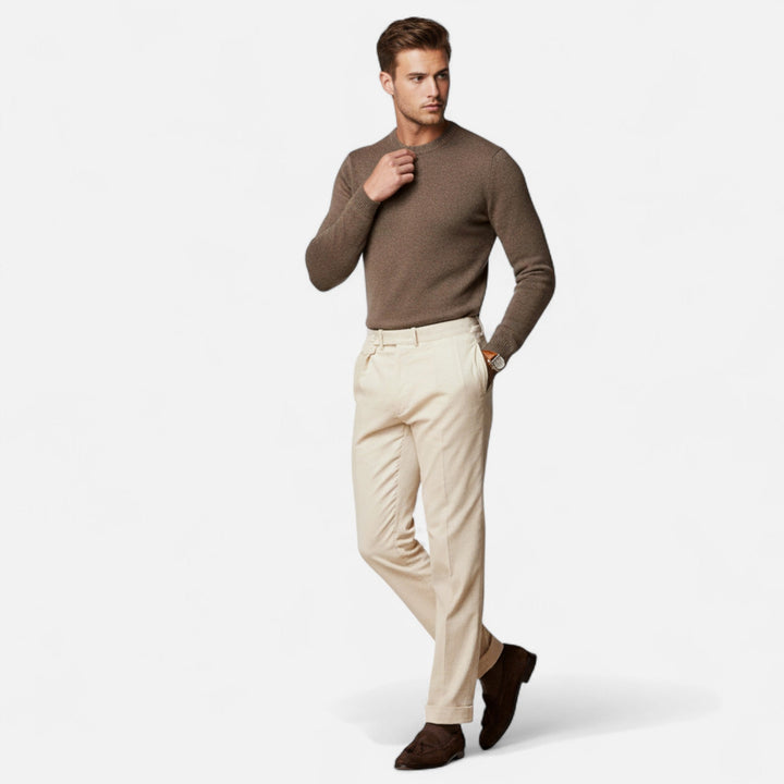 Elegant Men's Cotton-Mix Pants in White - Tailored Fit
