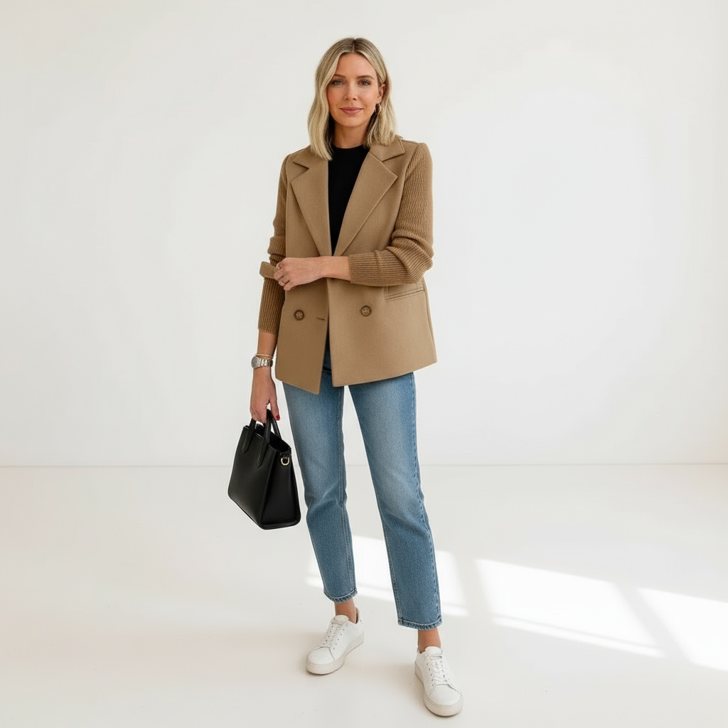 Elegant Women's Casual Blazer with Double-Breasted Closure