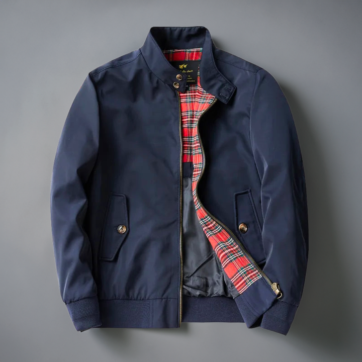Classic Men's Bomber Jacket with Plaid Lining