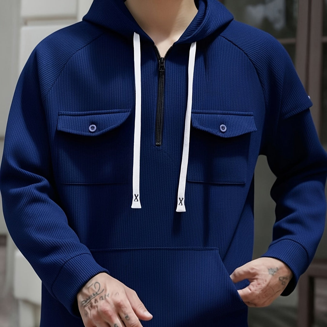 Men's Quarter-Zip Hoodie with Chest Pockets