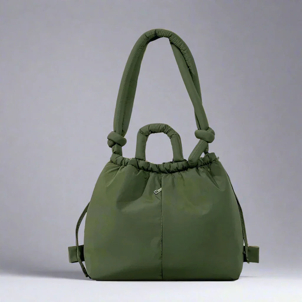 Adeline | Women's Quilted Puffer Handbag - Beige - Image 9