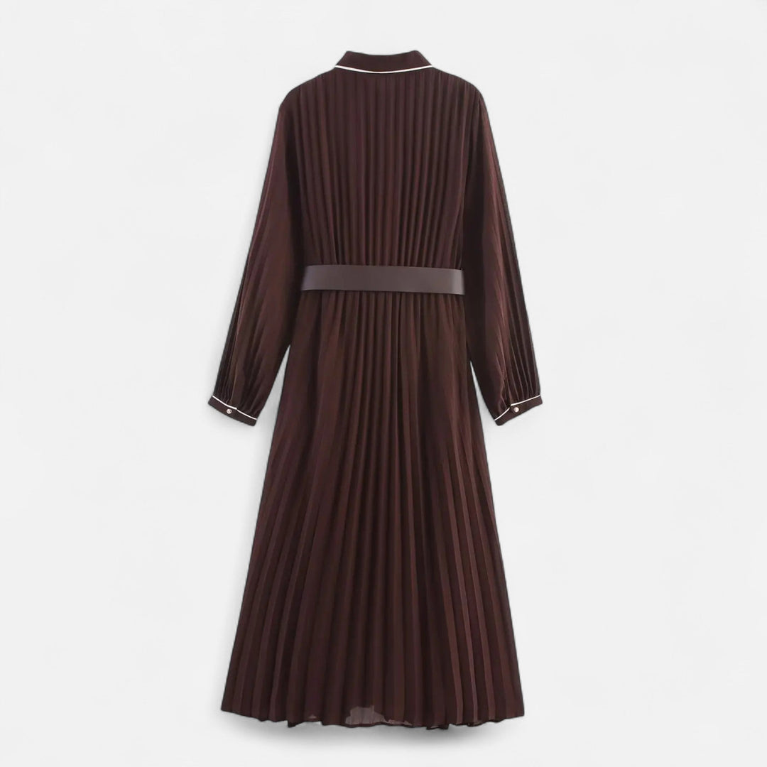 Women's Elegant Chiffon Midi Dress with Lapel Collar