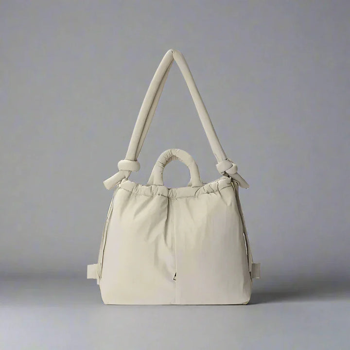Adeline | Women's Quilted Puffer Handbag - Beige - Image 11