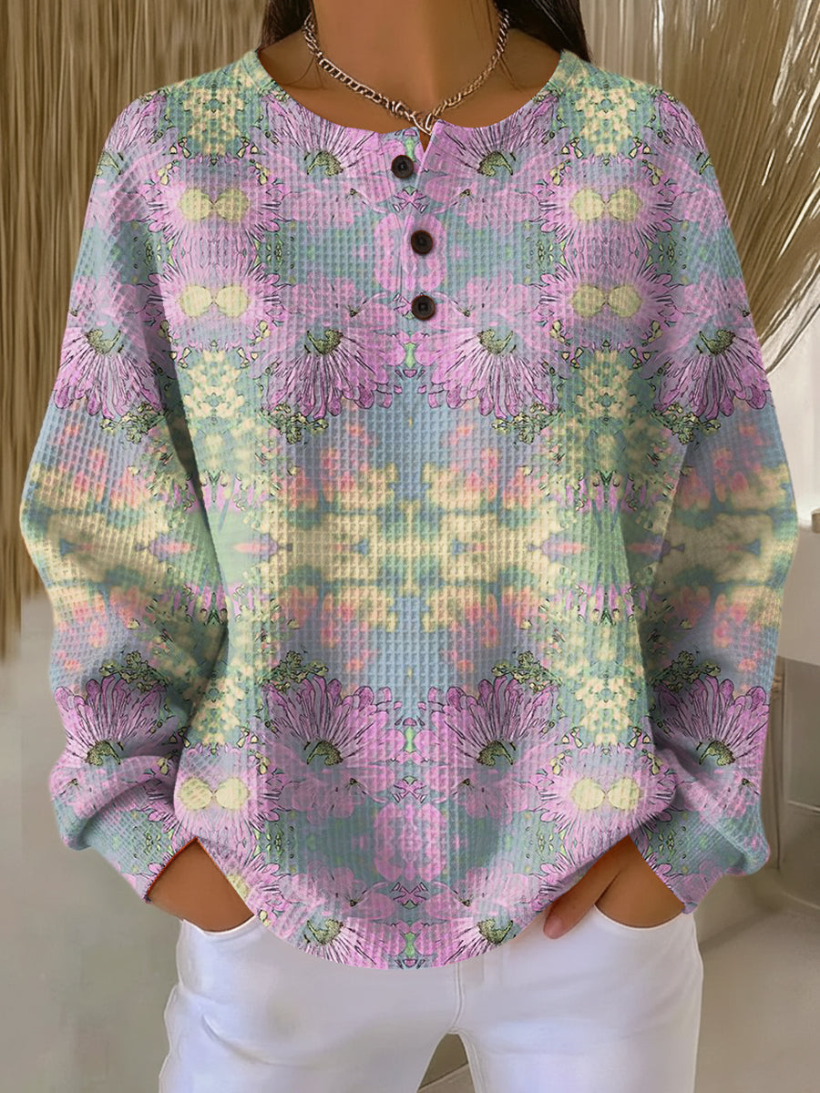 Warm Ethnic Floral Pattern Women's Sweater