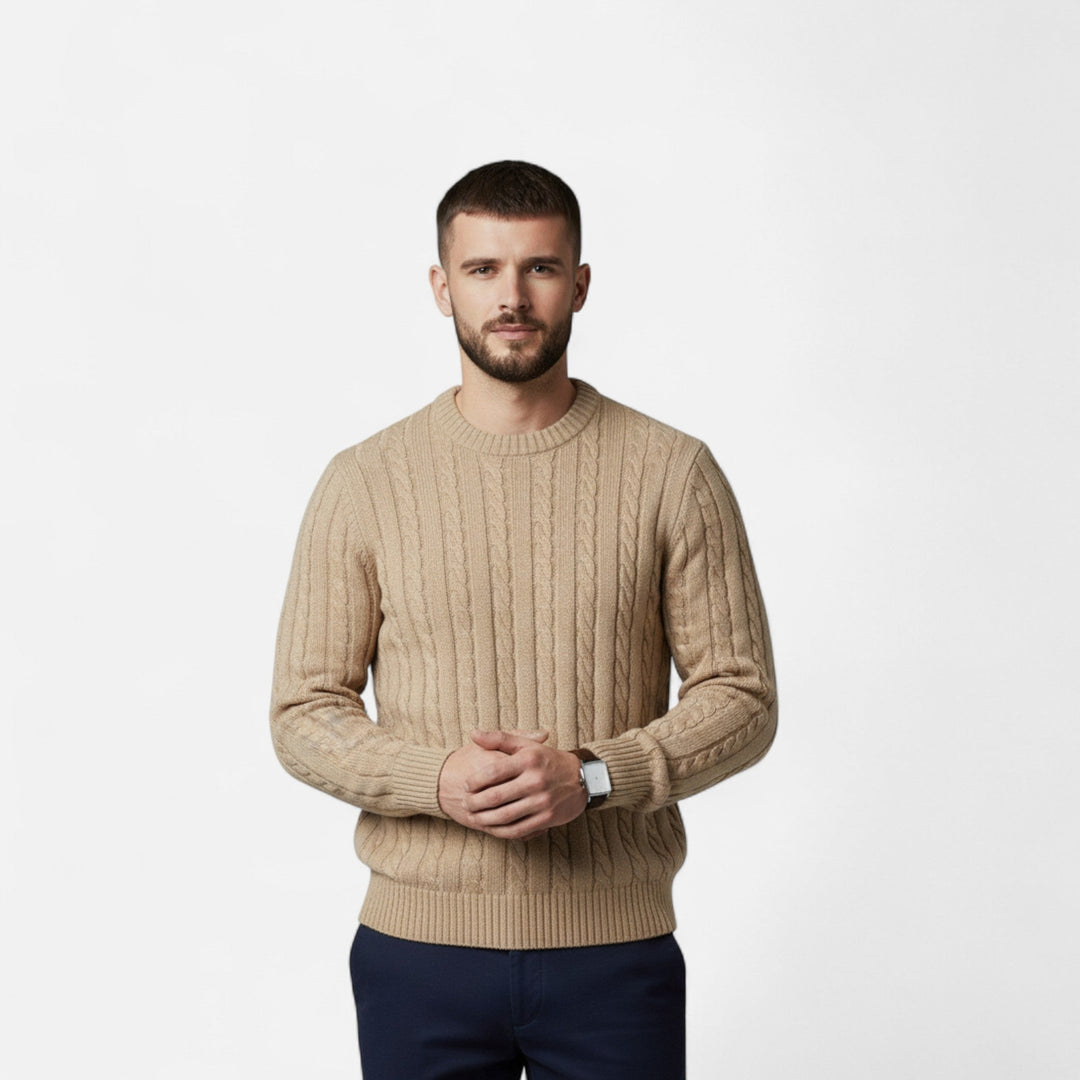 Classic Crew Neck Cotton-Blend Men's Sweater