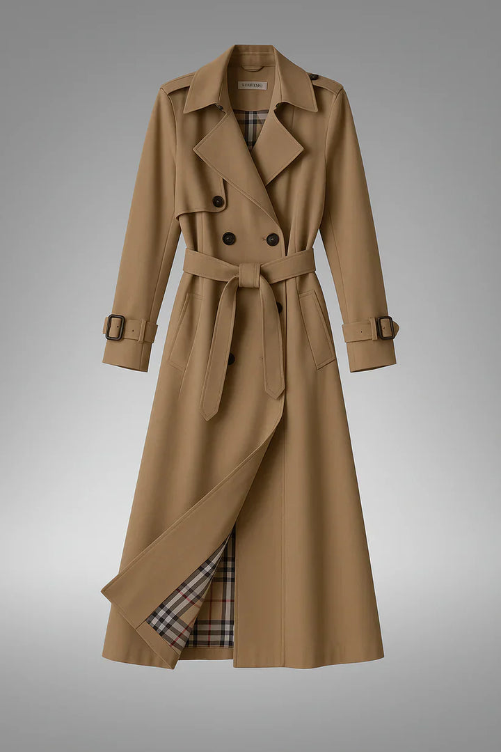 Classic Women's Trench Coat - Elegant Transitional Jacket with Belt