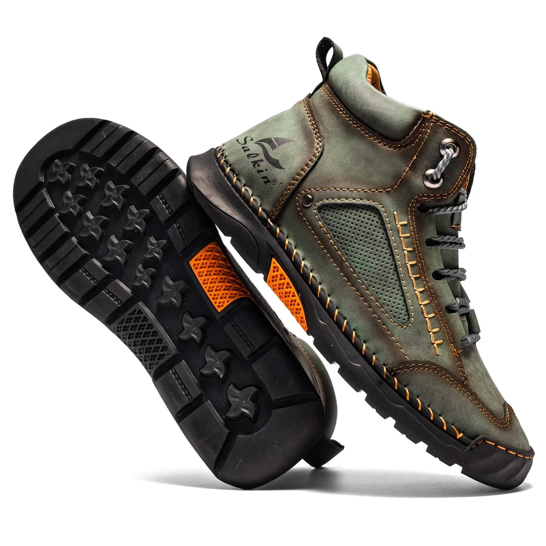 Men's Premium Leather High-Top Sneakers - Waterproof and Breathable