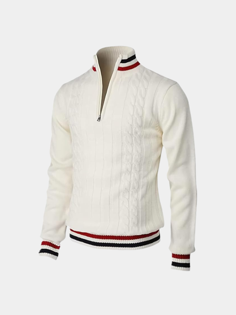 Men's Half-Zip Turtleneck Pullover - Elegant Half-Zip Sweater