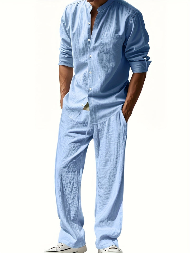 Men's Casual Linen Set - Two-Piece Summer Outfit in Natural Linen