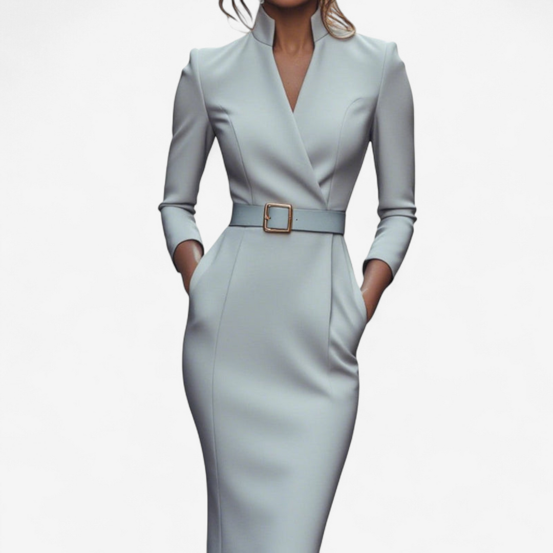 Elegant Belted Women's Dress