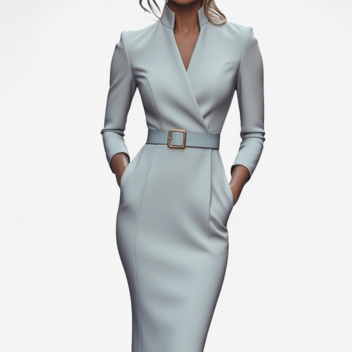 Elegant Belted Women's Dress