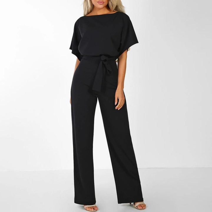 Casual Belted Women's Short Sleeve Jumpsuit