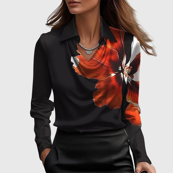 Elegant Women's Blouse with Pleated Neckline - Versatile and Chic