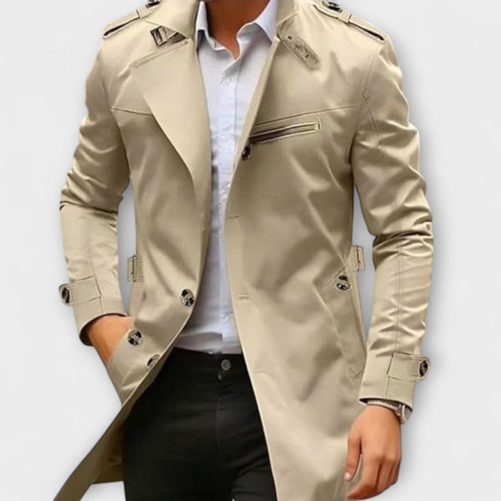 Men's Comfortable Trench Jacket with Button Closure