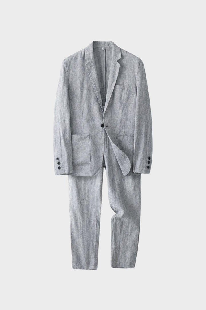 Elegant Lightweight Men's Linen Suit Set with Blazer and Trousers
