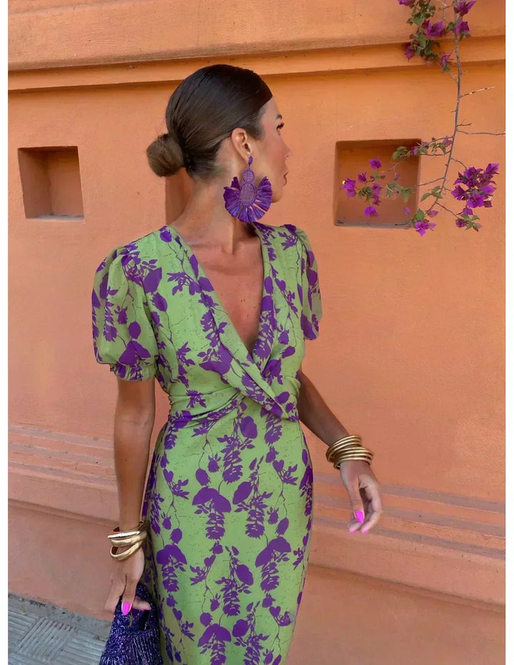 Boho Floral Pleated Women's Summer Maxi Dress
